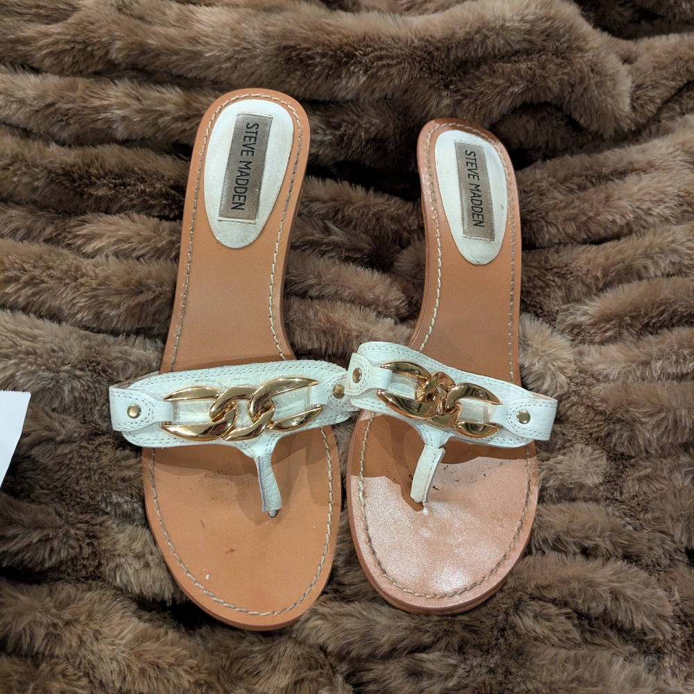 Steve Madden White and Gold Women's Heels